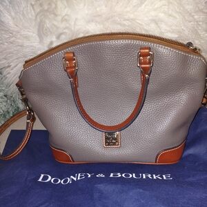 Dooney & Bourke Gray and Brown Leather Satchel